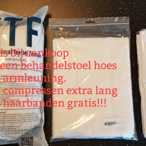 Max4 behandelstoelhoes incl. armleuning 1 x 3 compressen en 1 x 3 haarbanden speciale aanbieding